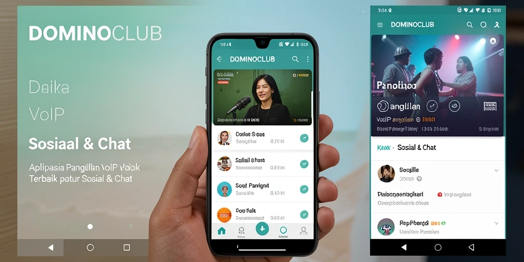 Screenshot DOMINOCLUB menunjukkan antarmuka VoIP Panggilan yang sederhana dan efektif.
