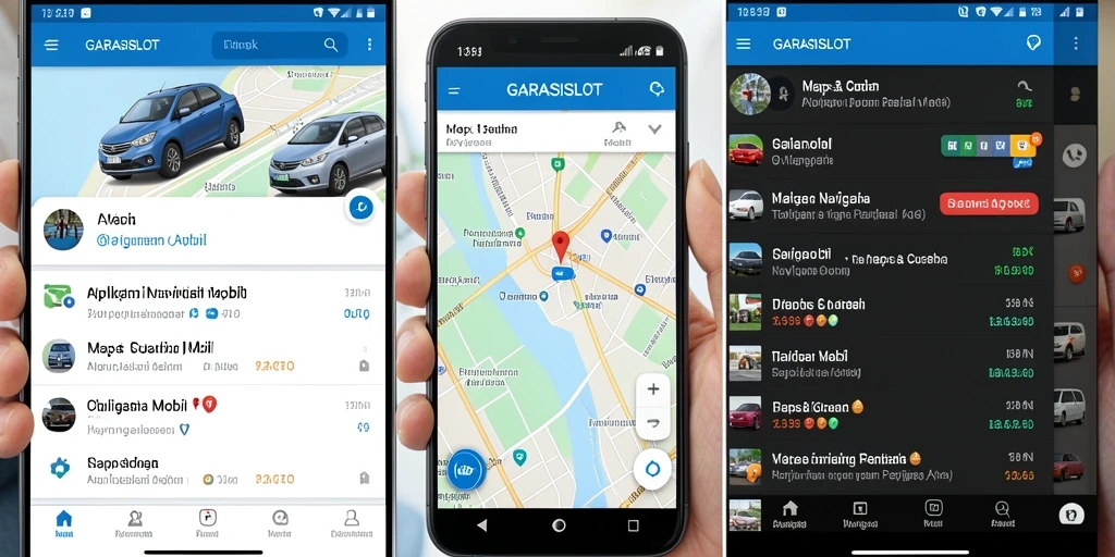 Tampilan antarmuka pengguna GARASISLOT pada aplikasi Navigasi Mobil.