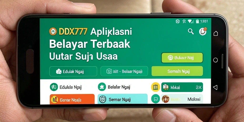 Antarmuka aplikasi IDX777 yang menarik dan fungsional untuk Bimbingan Belajar Ngaji.