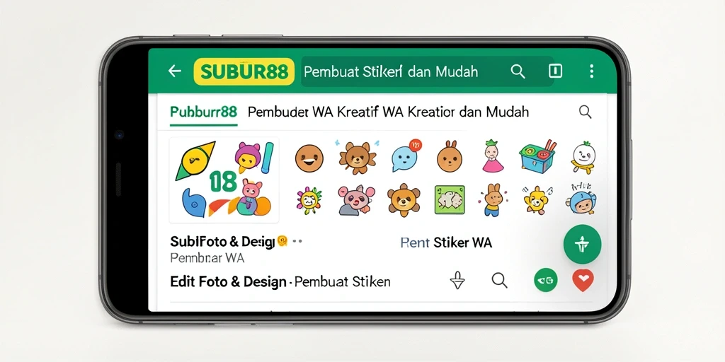 Tampilan antarmuka aplikasi SUBUR88 untuk membuat stiker WA.