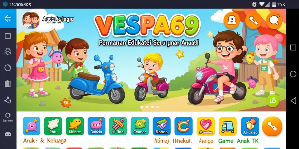 Tampilan antarmuka edukatif dan interaktif dari VESPA69 untuk anak-anak.
